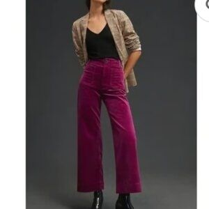 Anthropologie Maeve Pants Womens 28 Colette Cropped Wide Leg Corduroy